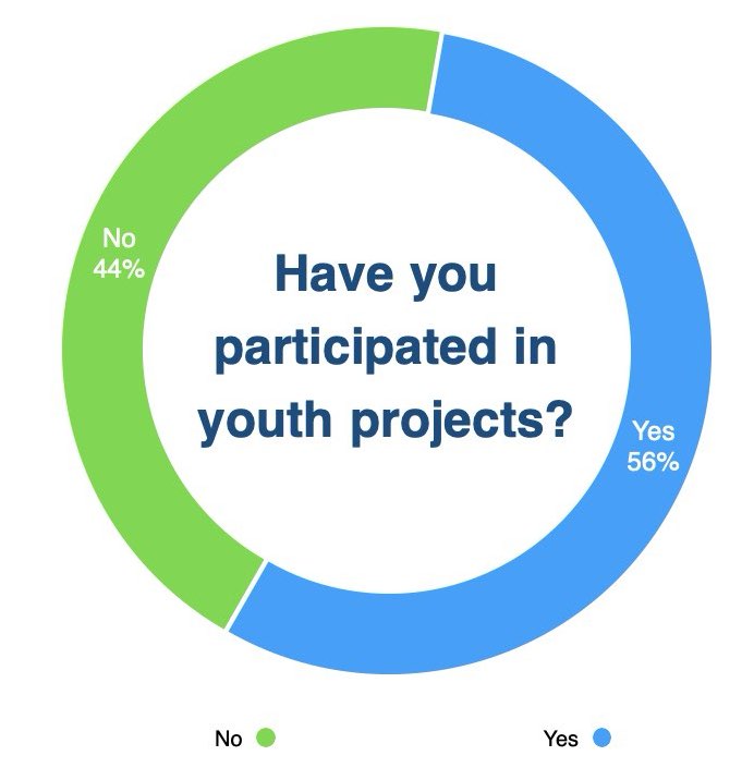 A chart illustrating the survey results regarding participation in projects targeting the youth population.